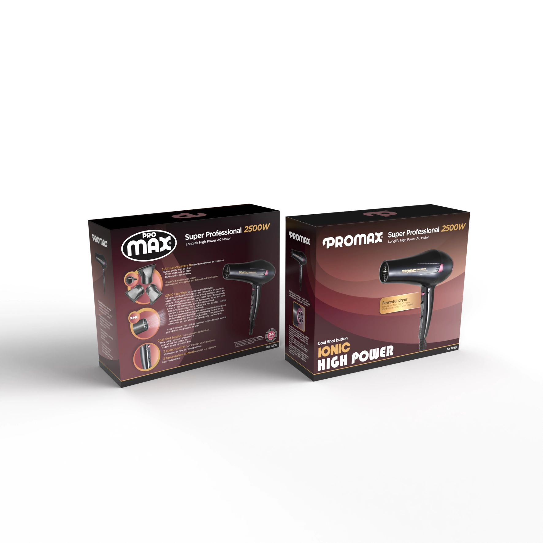 سشوار حرفه ای پرومکس مدل 7250با توان 2500 وات