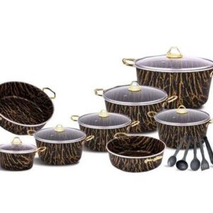 سرویس قابلمه ۲۱ پارچه ماموت گرانیتی طرح ماربل