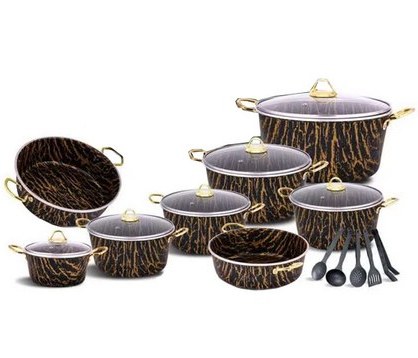 سرویس قابلمه ۲۱ پارچه ماموت گرانیتی طرح ماربل